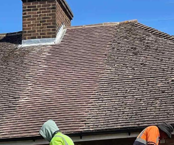 This is a photo of a roof which has just been repaired. Works carried out by ES Roofing Adwick Le Street